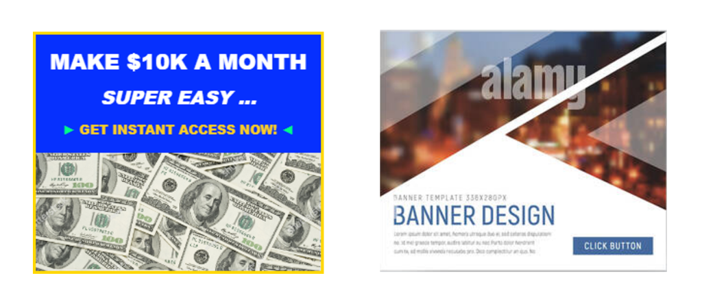 Comparing banners - ours versus traditional banners with no borders and too much clutter